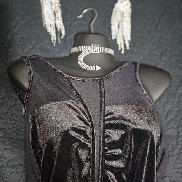 Alluring Velour & Mesh Jumpsuit S/M - Picture 1 of 4